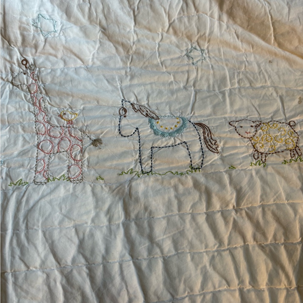Pottery Barn Kids Embroidered Crib Quilt